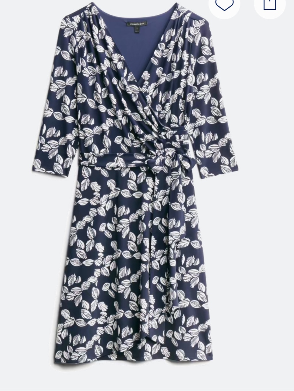 41 Hawthorn Navy Dress with White Leaf Print